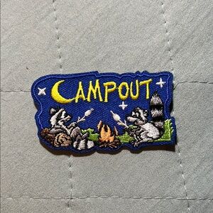 Blue Campout Patch with Raccoons